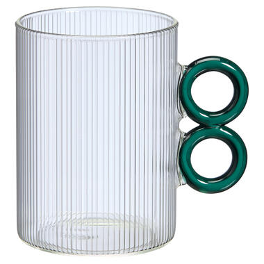 Theeglas Rings Transparant/Petrol - 480 ml product