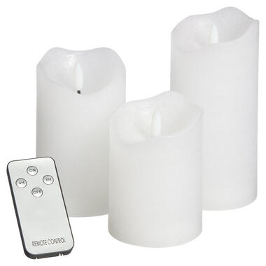 LED Kaarsen Met Afstandsbediening En Timer Wit - 3 Stuks