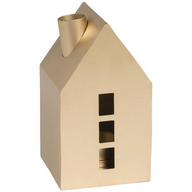 Waxinelichthouder Huis Metaal Goud 14 cm product