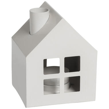 Waxinelichthouder Huis Metaal Taupe 14 cm product