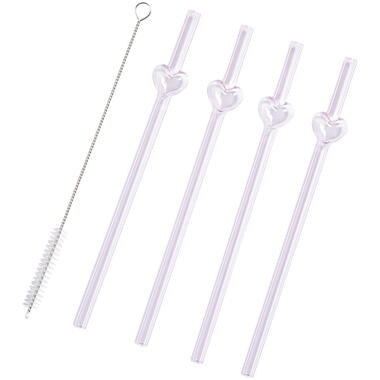 Glazen Rietjes Hartje 4 Stuks