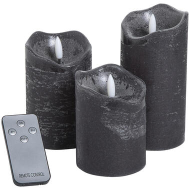 LED Kaarsen Met Afstandsbediening En Timer Zwart - 3 Stuks