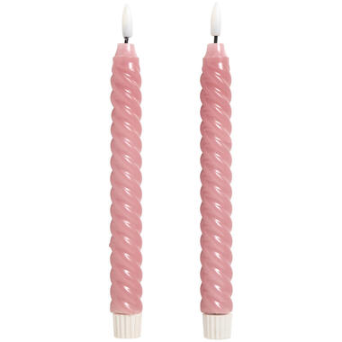 LED Kaars Swirl Roze - 2 Stuks