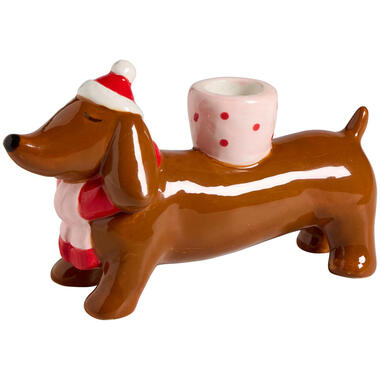 Kandelaar Teckel Kerstmuts