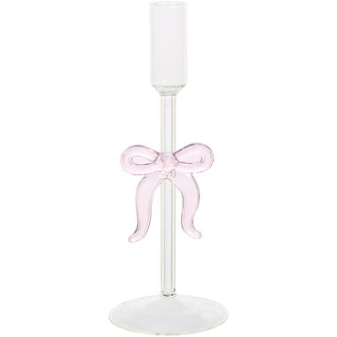 Kandelaar Strik Glas Roze